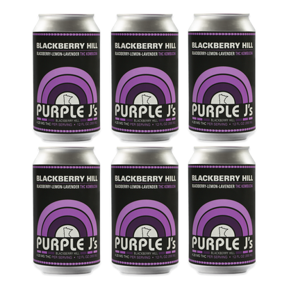 Purple J's Blackberry Hill sixpack THC Kombucha, Made in Saint Paul, Minnesota